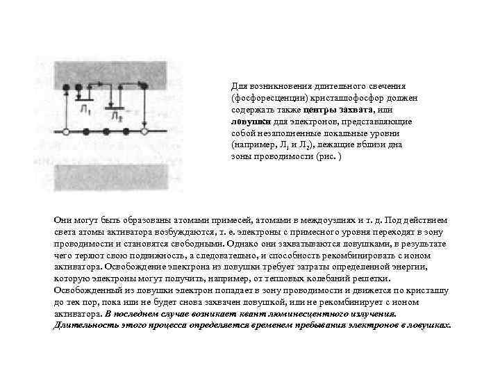 Для возникновения длительного свечения (фосфоресценции) кристаллофосфор должен содержать также центры захвата, или ловушки для