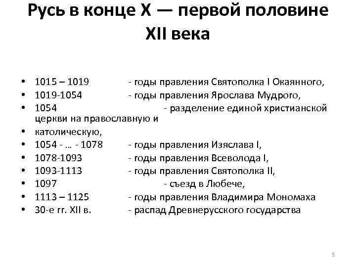 Русь в конце X — первой половине XII века • 1015 – 1019 годы