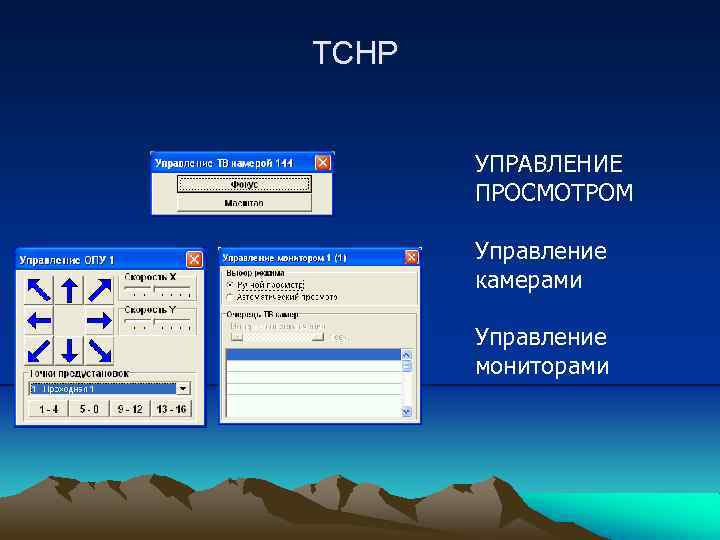 ТСНР УПРАВЛЕНИЕ ПРОСМОТРОМ Управление камерами Управление мониторами 