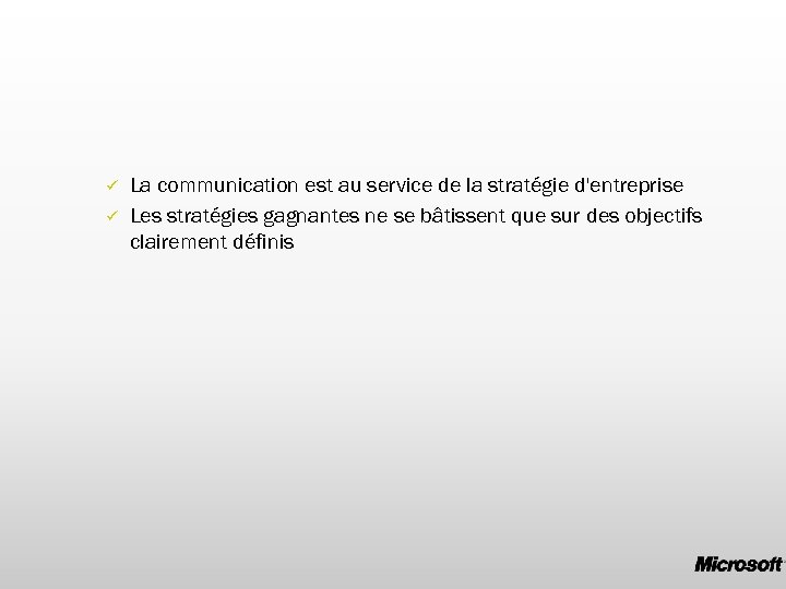 ü ü La communication est au service de la stratégie d'entreprise Les stratégies gagnantes