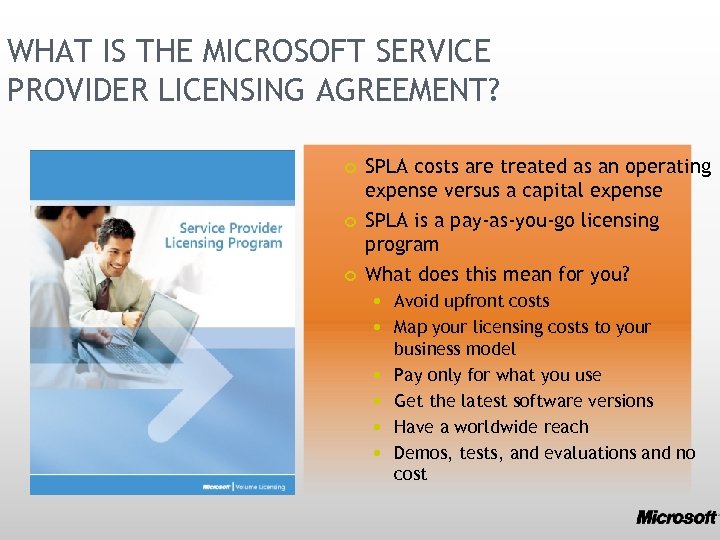 WHAT IS THE MICROSOFT SERVICE PROVIDER LICENSING AGREEMENT? SPLA costs are treated as an