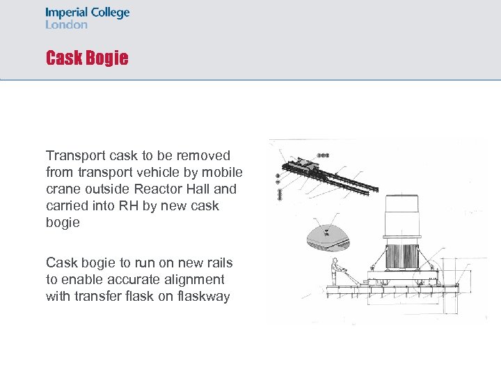 Cask Bogie Transport cask to be removed from transport vehicle by mobile crane outside