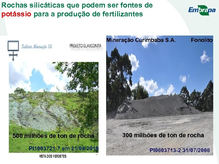 Rochas silicáticas que podem ser fontes de potássio para a produção de fertilizantes Mineração