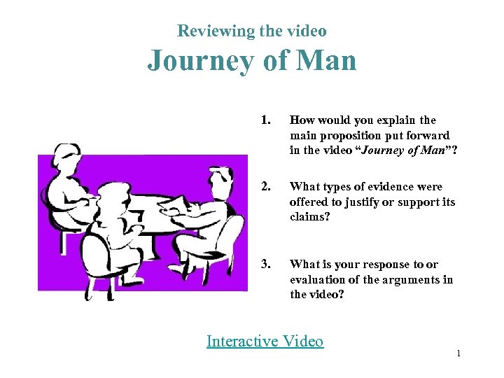 Reviewing the video Journey of Man 1. How would you explain the main proposition