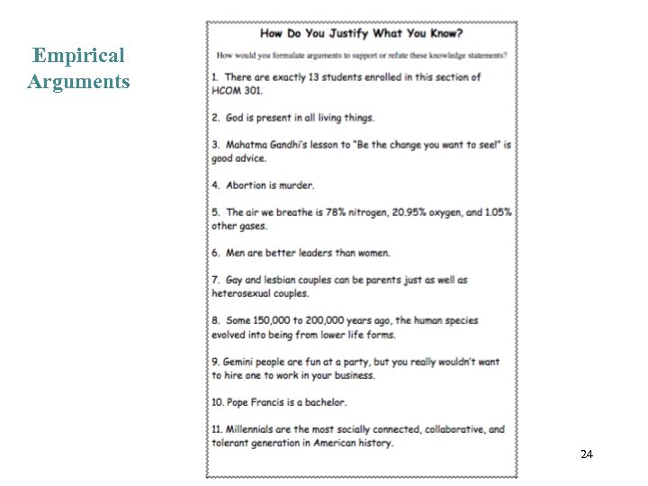 Empirical Arguments 24 