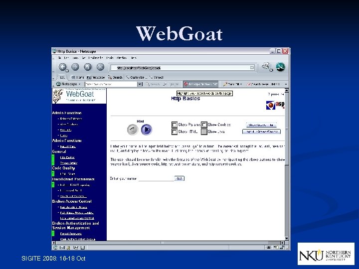 Web. Goat SIGITE 2008: 16 -18 Oct 