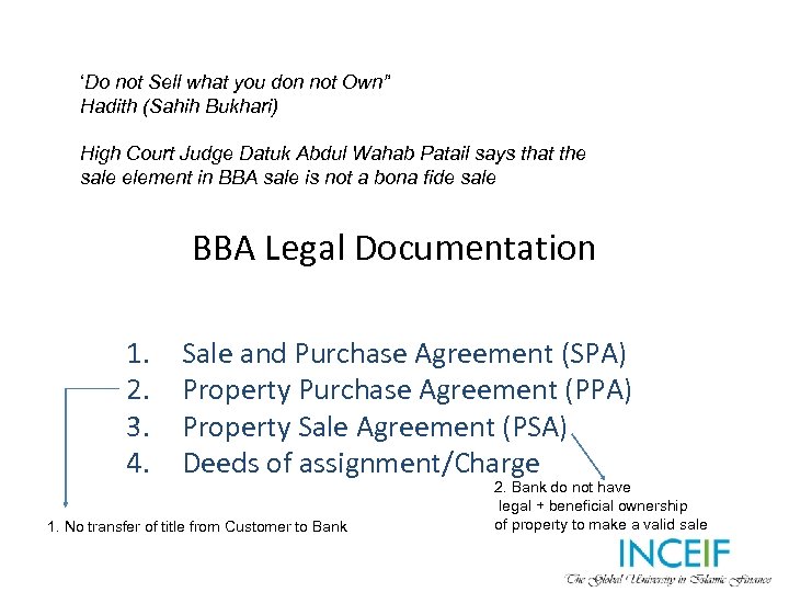 ‘Do not Sell what you don not Own” Hadith (Sahih Bukhari) High Court Judge