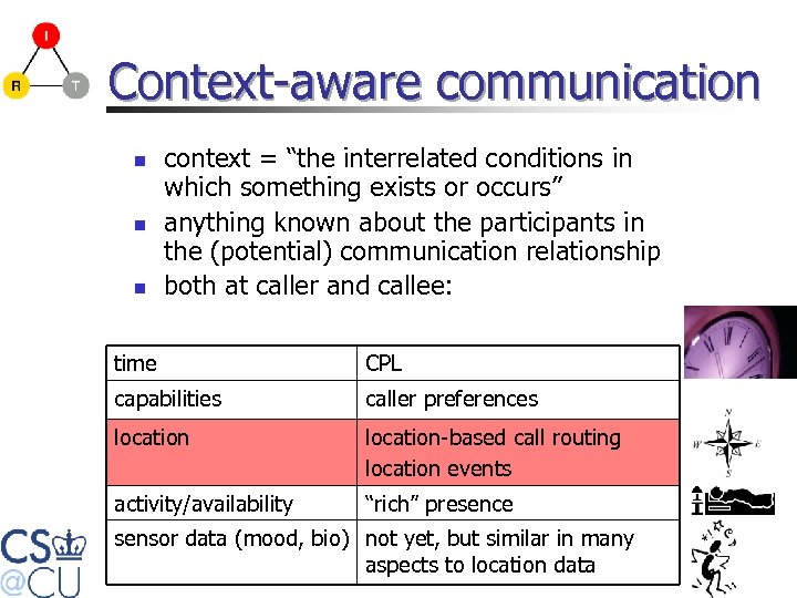 Context-aware communication n context = “the interrelated conditions in which something exists or occurs”