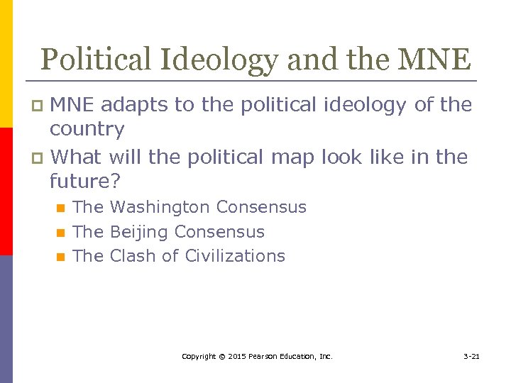 Political Ideology and the MNE adapts to the political ideology of the country p