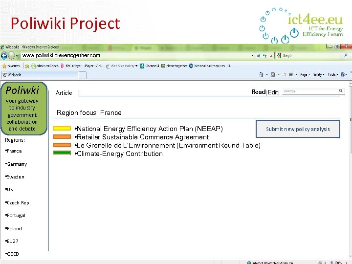 Poliwiki Project www. poliwiki. clevertogether. com Poliwki your gateway to industry government collaboration and