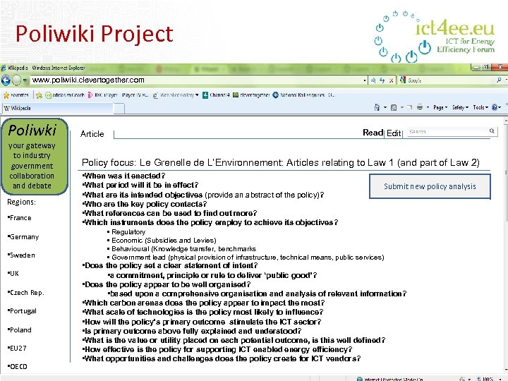 Poliwiki Project www. poliwiki. clevertogether. com Poliwki your gateway to industry government collaboration and