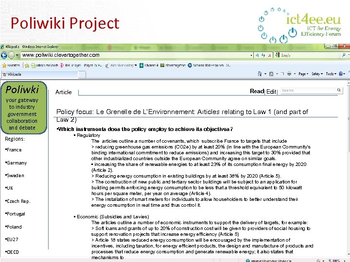 Poliwiki Project www. poliwiki. clevertogether. com Poliwki your gateway to industry government collaboration and