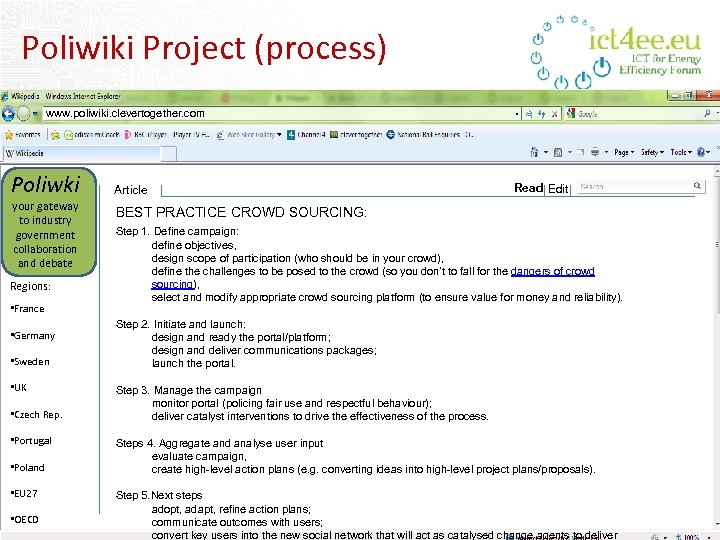 Poliwiki Project (process) www. poliwiki. clevertogether. com Poliwki your gateway to industry government collaboration