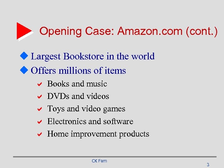 Opening Case: Amazon. com (cont. ) u Largest Bookstore in the world u Offers