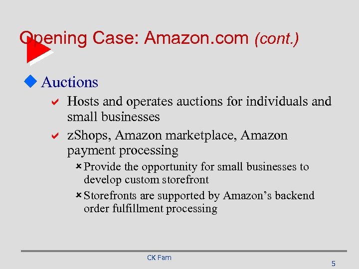 Opening Case: Amazon. com (cont. ) u Auctions a Hosts and operates auctions for