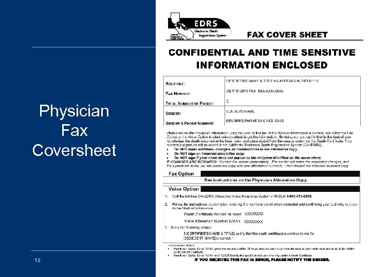 Physician Fax Coversheet 13 MEDICAL FACILITY TRAINING 