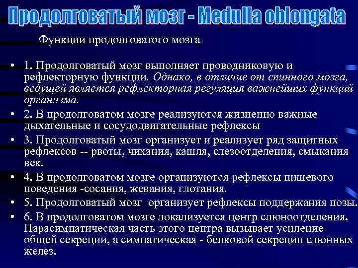 Рефлексы продолговатого мозга