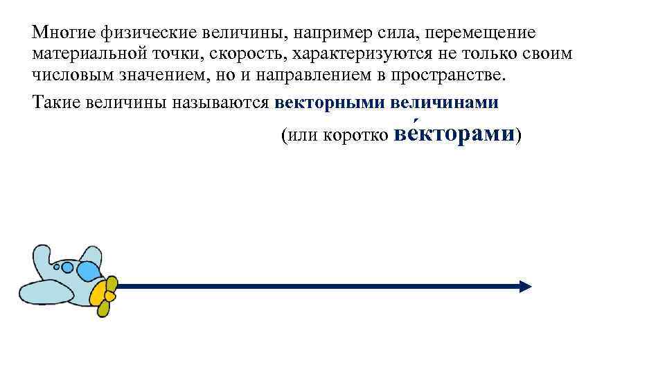 Многие физические величины, например сила, перемещение материальной точки, скорость, характеризуются не только своим числовым