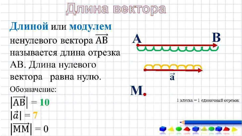  В А М 1 клетка = 1 единичный отрезок 