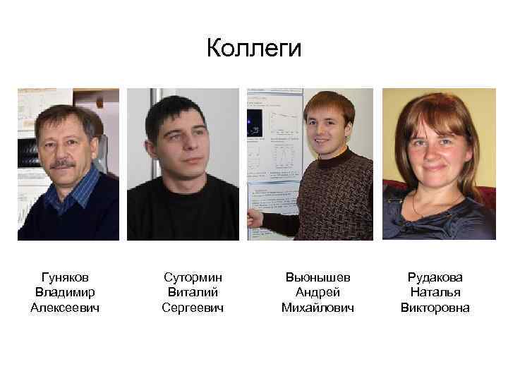 Коллеги Гуняков Владимир Алексеевич Сутормин Виталий Сергеевич Вьюнышев Андрей Михайлович Рудакова Наталья Викторовна 