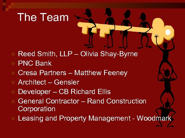 The Team n n n n Reed Smith, LLP – Olivia Shay-Byrne PNC Bank