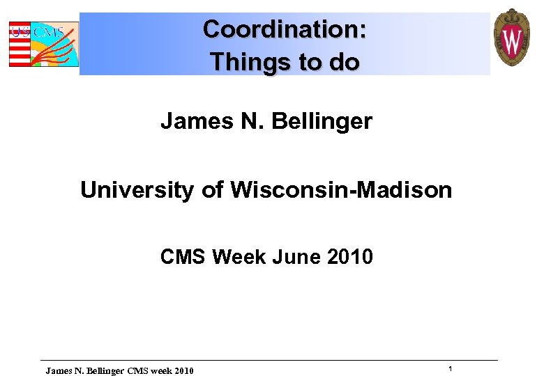 Coordination: Things to do James N. Bellinger University of Wisconsin-Madison CMS Week June 2010