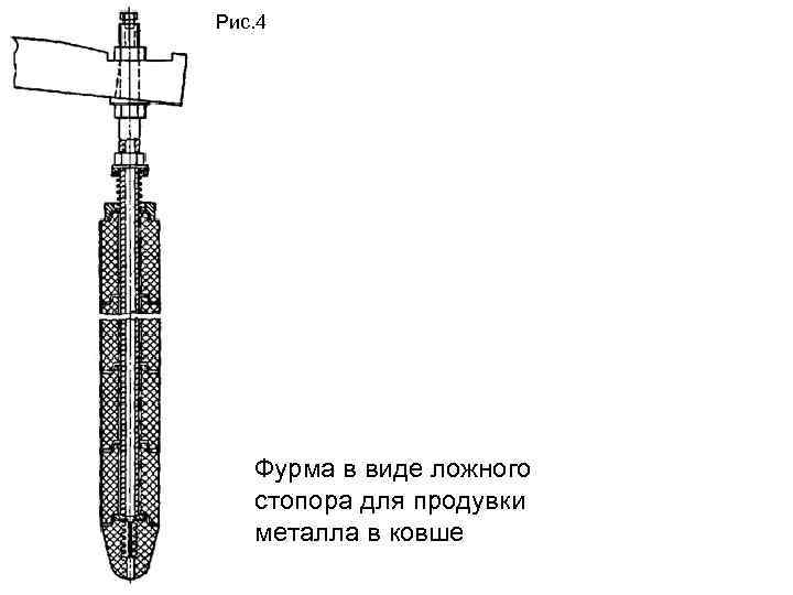 Рис. 4 Фурма в виде ложного стопора для продувки металла в ковше 