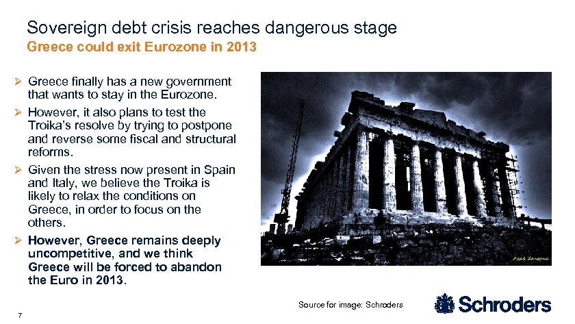 Sovereign debt crisis reaches dangerous stage Greece could exit Eurozone in 2013 Ø Greece