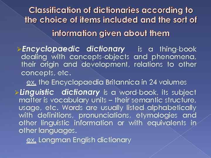 Lecture 2 Lexicography Of The English Language