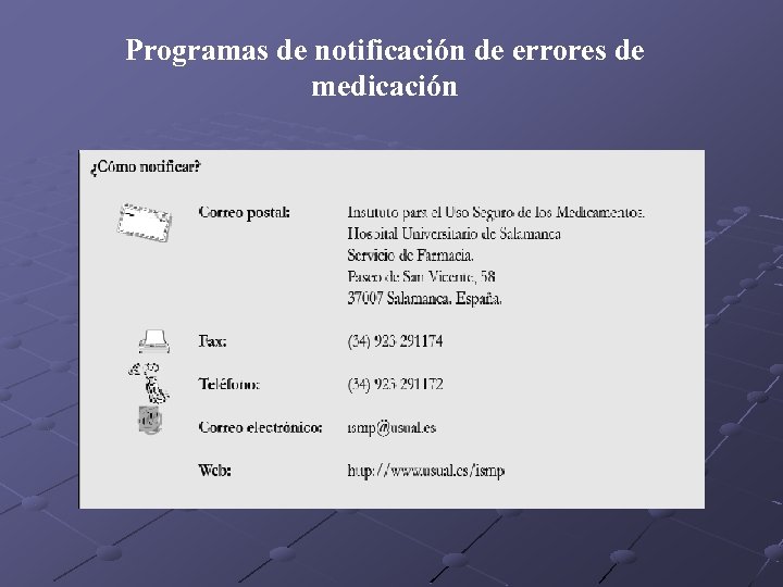 Programas de notificación de errores de medicación 