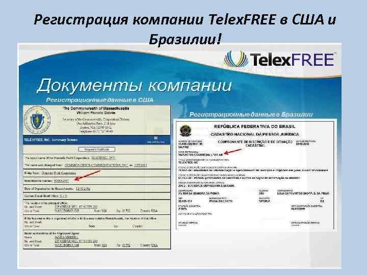 Регистрация компании Telex. FREE в США и Бразилии! 