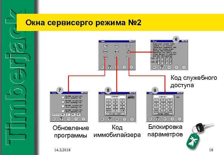 Окна сервисерго режима № 2 6 7 8 Код Обновление программы иммобилайзера 14. 2.