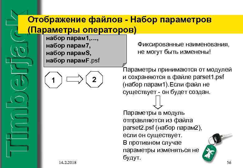 Отображение файлов - Набор параметров (Параметры операторов) набор парам 1, …, набор парам 7,