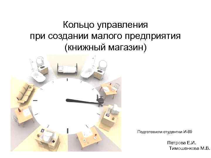Кольцо управления при создании малого предприятия (книжный магазин) Подготовили студентки И-89 Петрова Е. И.
