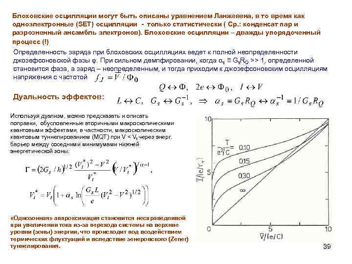 Блоховские осцилляции могут быть описаны уравнением Ланжевена, в то время как одноэлектронные (SET) осцилляции