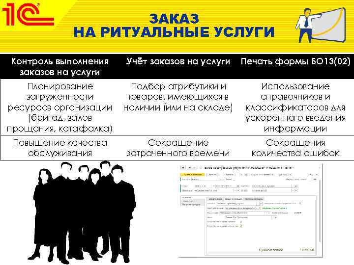 ЗАКАЗ НА РИТУАЛЬНЫЕ УСЛУГИ Контроль выполнения заказов на услуги Учёт заказов на услуги Печать
