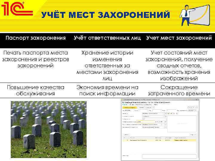 УЧЁТ МЕСТ ЗАХОРОНЕНИЙ Паспорт захоронения Учёт ответственных лиц Учет мест захоронений Печать паспорта места