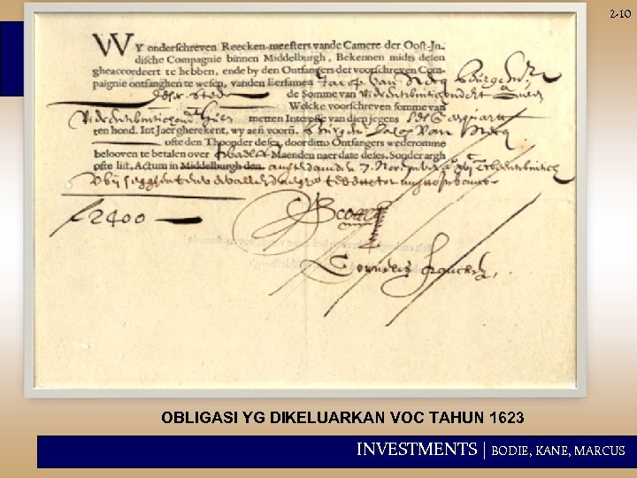 2 -10 OBLIGASI YG DIKELUARKAN VOC TAHUN 1623 INVESTMENTS | BODIE, KANE, MARCUS 