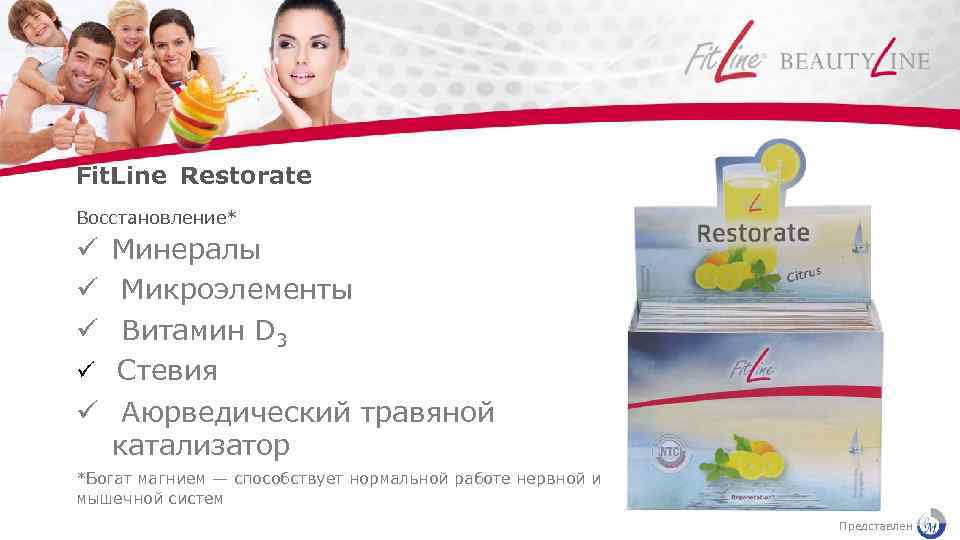 Fit. Line Restorate Восстановление* ü Минералы ü Микроэлементы ü Витамин D 3 ü Стевия