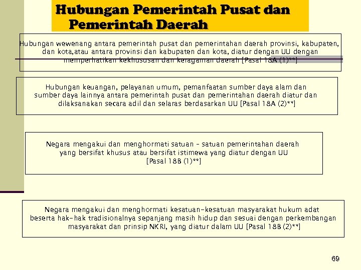 Hubungan Pemerintah Pusat dan Pemerintah Daerah Hubungan wewenang antara pemerintah pusat dan pemerintahan daerah