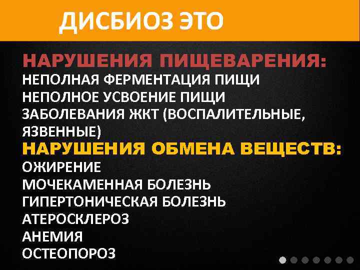 НАРУШЕНИЯ ПИЩЕВАРЕНИЯ: НЕПОЛНАЯ ФЕРМЕНТАЦИЯ ПИЩИ НЕПОЛНОЕ УСВОЕНИЕ ПИЩИ ЗАБОЛЕВАНИЯ ЖКТ (ВОСПАЛИТЕЛЬНЫЕ, ЯЗВЕННЫЕ) НАРУШЕНИЯ ОБМЕНА