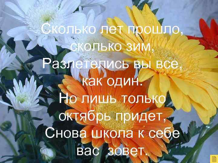 Сколько лет прошло, сколько зим, Разлетелись вы все, как один. Но лишь только октябрь