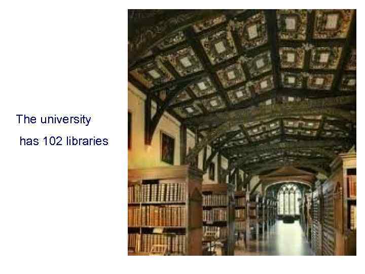 The university has 102 libraries 