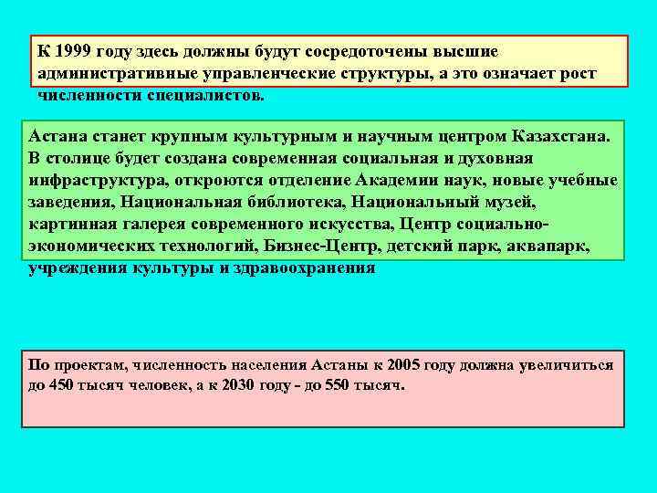 К 1999 году здесь должны будут сосредоточены высшие административные управленческие структуры, а это означает
