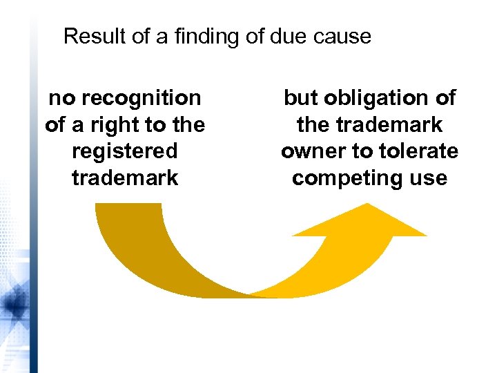 Result of a finding of due cause no recognition of a right to the
