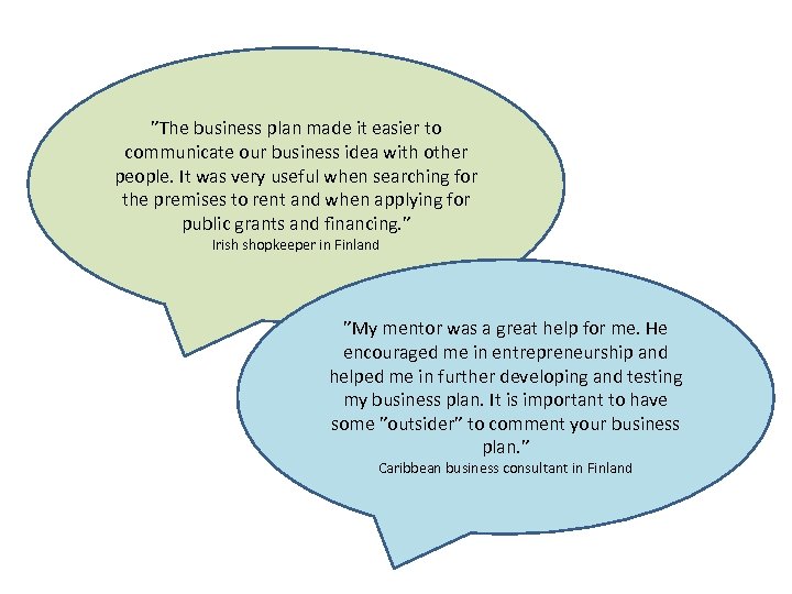 ”The business plan made it easier to communicate our business idea with other people.