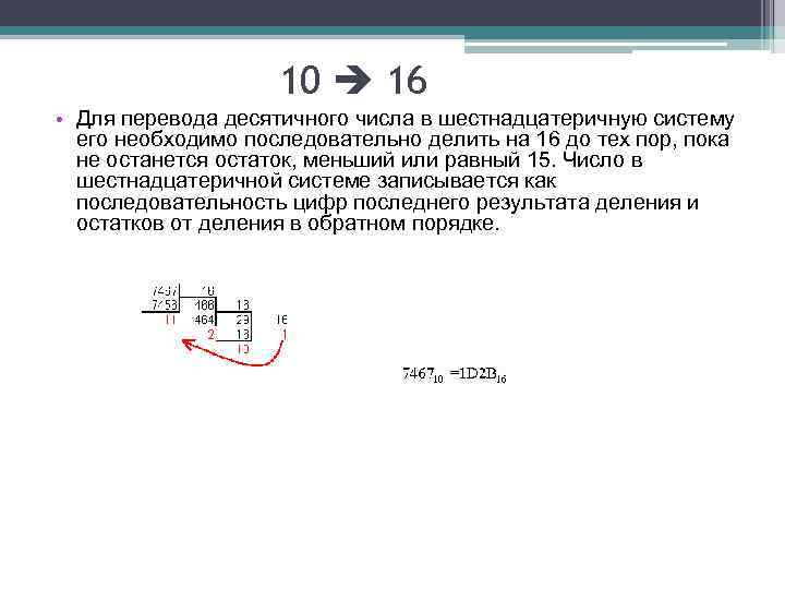 Правила перевода в шестнадцатеричную систему