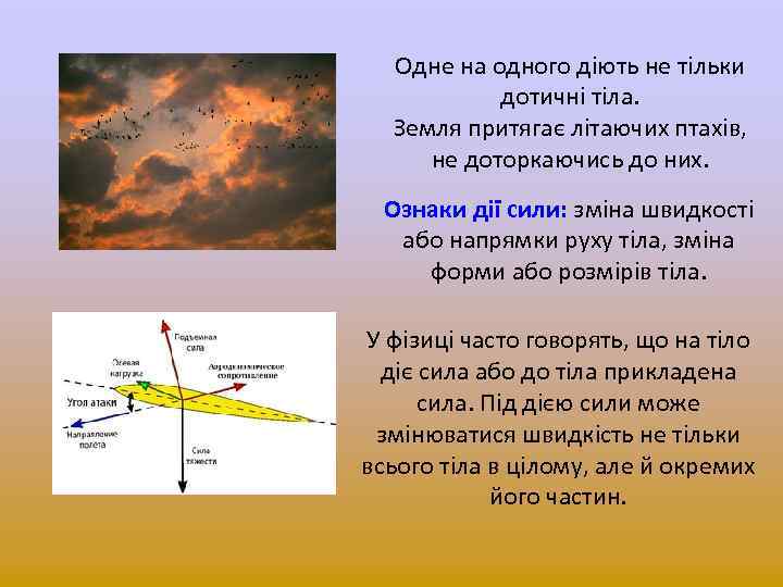 Одне на одного діють не тільки дотичні тіла. Земля притягає літаючих птахів, не доторкаючись