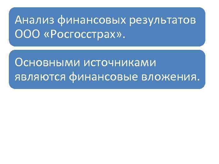 Анализ финансовых результатов ООО «Росгосстрах» . Основными источниками являются финансовые вложения. 