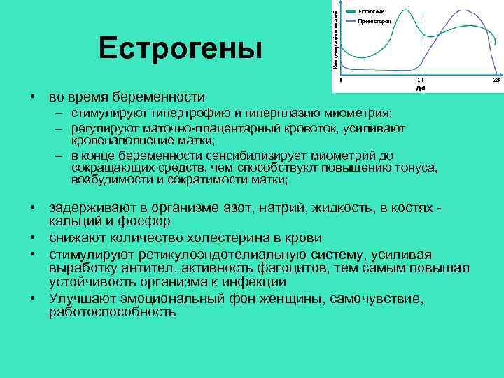 Естрогены • во время беременности – стимулируют гипертрофию и гиперплазию миометрия; – регулируют маточно-плацентарный